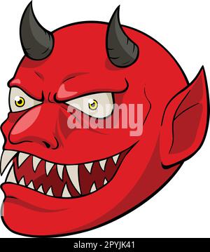 Cartoon illustration of devil head isolated on white Stock Vector