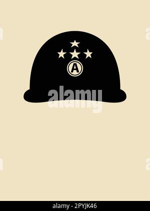 Symbol illustration of a helmet used by general Patton Stock Vector