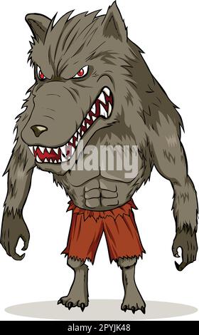 Cartoon illustration of a werewolf Stock Vector