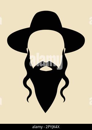 Simple graphic of a man with long beard wearing a hat Stock Vector