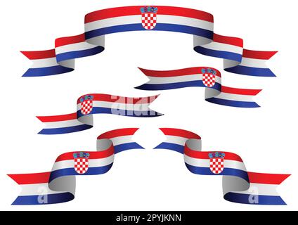 Set of Croatia insignia in different shape of ribbons Stock Vector