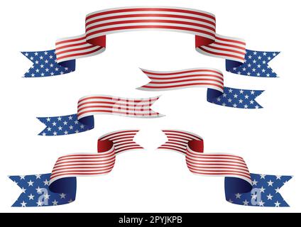 Set of USA insignia in different shape of ribbons Stock Vector