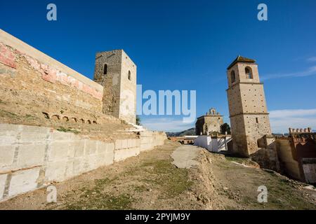 Castillo de Álora, recinto amurallado, siglo X,  Cerro de Las Torres. monumento nacional , Álora, Malaga, Andalucia, Spain Stock Photo