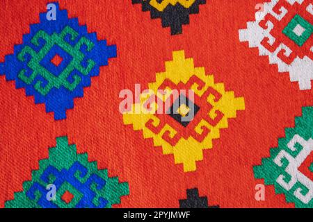 Kazakhstan ethnic and folk pattern on cloth fabric Stock Photo