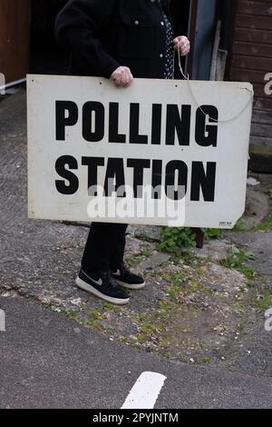 Brentwood, UK. 04th May, 2023. A polling station is preppared ahead of the local elctions in Brentwood Essex Credit: Ian Davidson/Alamy Live News Stock Photo