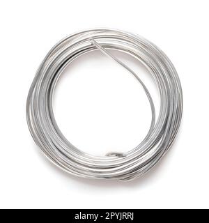 Rolled up soft solder wire, fusible metal alloy with tin Stock Photo