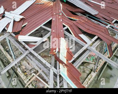 Aerial top down view the broken zinc Stock Photo