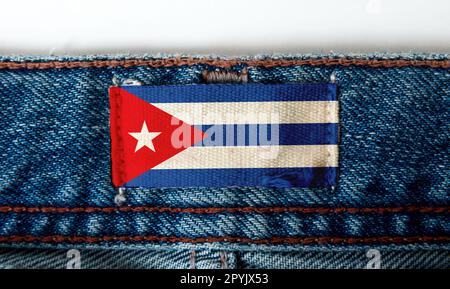 Flag on the label of the jeans Stock Photo - Alamy