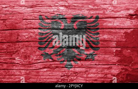 Wooden texture with painted flag Stock Photo