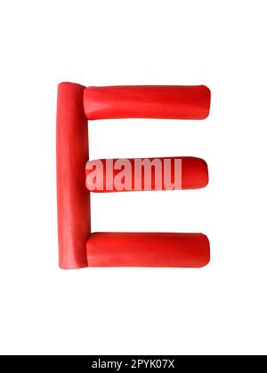 Handmade plasticine alphabet isolated on white background. English colorful letters of modelling clay Stock Photo
