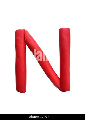 Handmade plasticine alphabet isolated on white background. English colorful letters of modelling clay Stock Photo
