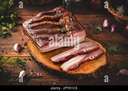 Dry-cured pork belly bacon Stock Photo