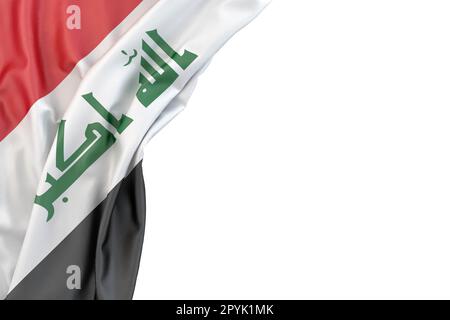 Flag of Iraq in the corner on white background. 3D illustration. Isolated Stock Photo