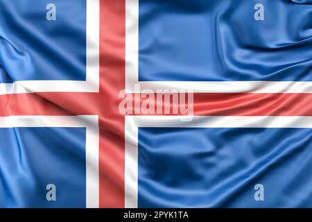 3d rendering flag of Iceland with realistic waving fabric surface Stock ...