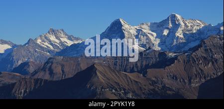 Eiger North Face seen from Mount Niesen. Stock Photo