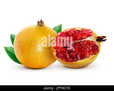 Juicy pomegranate fruit isolated on white background Stock Photo