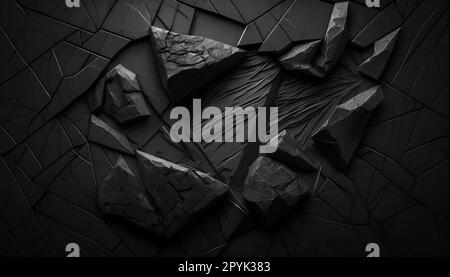 Close Up of a Black Slate Texture Background - Stone - Grunge Texture Stock Photo