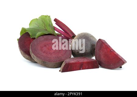 Raw sliced beetroot over white background Stock Photo