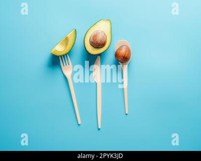 Avocado Seeds Biodegradable Single-Use Cutlery Stock Photo