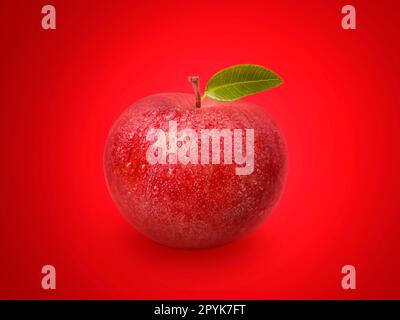 Fresh apple on red background Stock Photo