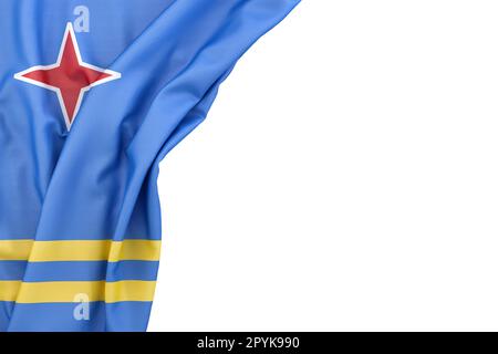 Flag of Aruba in the corner on white background. 3D rendering. Isolated Stock Photo