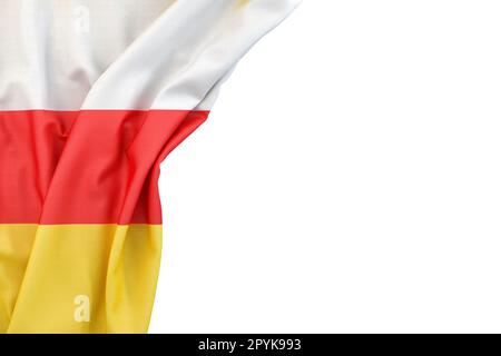 Flag of South Ossetia in the corner on white background. 3D rendering. Isolated Stock Photo