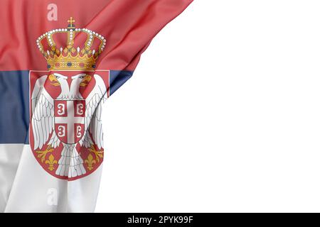 Flag of Serbia in the corner on white background. 3D rendering. Isolated Stock Photo