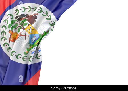 Flag of Belize in the corner on white background. 3D rendering. Isolated Stock Photo