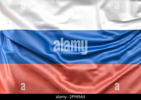 Emoji holding Russian flag, emoticon waving national flag of Russian  Federation 3d rendering Stock Illustration