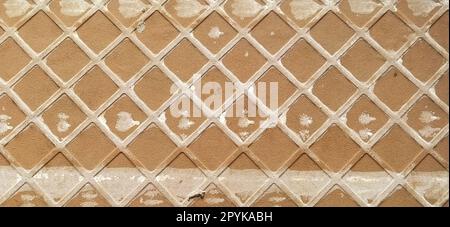 Reverse side of ceramic tiles. Detailed texture of tiles. Lattice surface closeup. Stock Photo