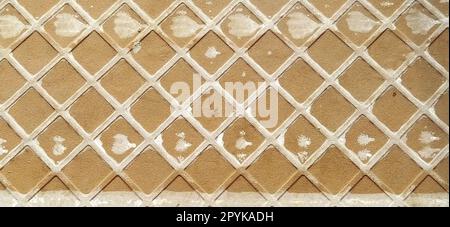 Reverse side of ceramic tiles. Detailed texture of tiles. Lattice surface closeup. Stock Photo