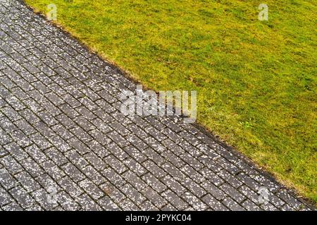 Abstract background with sidewalk and green grass Stock Photo