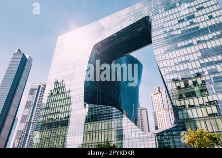 18 January 2023, Dubai, UAE: Omniyat appratment building with unusual architecture Stock Photo