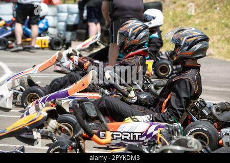 Kart Racing Eastern Creek, Sydney, NSW Stock Photo