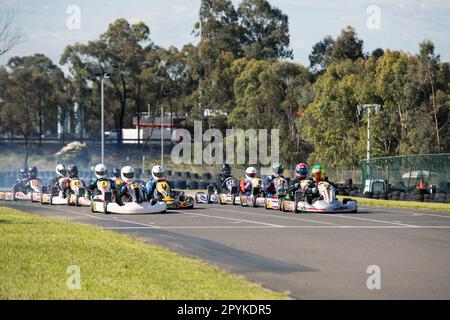 Kart Racing Eastern Creek, Sydney, NSW Stock Photo