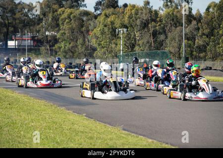 Kart Racing Eastern Creek, Sydney, NSW Stock Photo