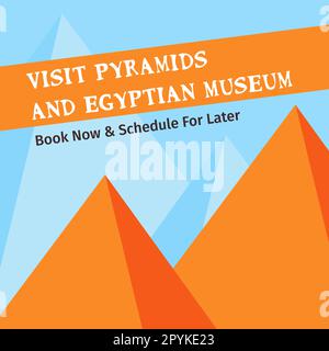 Egyptian museum exhibit, visit pyramids banner Stock Vector