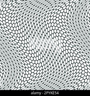 Psychedelic abstract composition art with black and white hexagonal shapes Stock Vector
