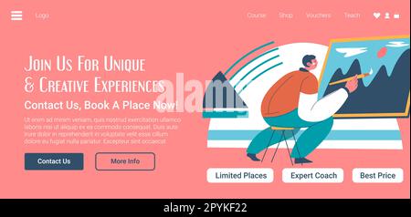 Join art classes online, creative skills in web Stock Vector