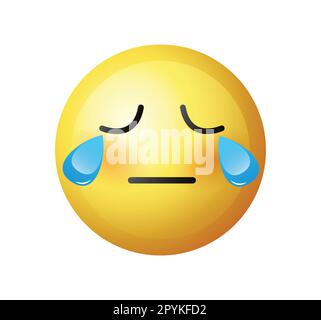 Yellow face crying emoji. Popular chat elements. Cry emoji. Crying emoticon. Sad emoticon vector illustration. Stock Vector