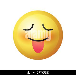 Teasing emoji with  closed eyes. Yellow face with closed eyes and playfully sticking out its tongue. Face With Stuck-Out Tongue. Tongue emoji. Stock Vector