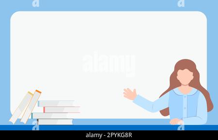 Vector illustration of girl pointing to blank background Stock Vector