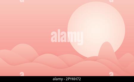 Simple moon mountain illustration background Stock Vector