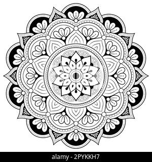 Circular pattern in form of mandala for Henna, Mehndi, tattoo, decoration. Decorative ornament in ethnic oriental style. Coloring book page. Stock Vector