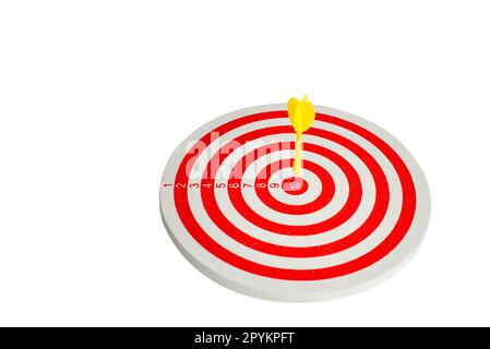 Dart target with arrows isolated on white background. Clipping path Stock Photo