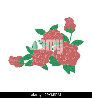 vector corner background with red roses, isolated Stock Vector