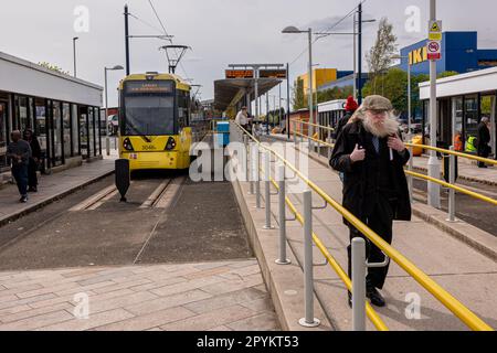 Ashton-under-Lyne tram stop (Metrolink). Manchester  in the  Metropolitan borough of Tameside. Picture: garyroberts Stock Photo