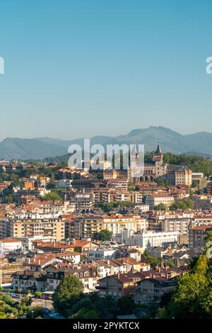 San Sebastian, SPAIN - July 09 2022: High angle view of San Sebastian - Donostia City. Travel destination in north of Spain in Vesque Country. Stock Photo