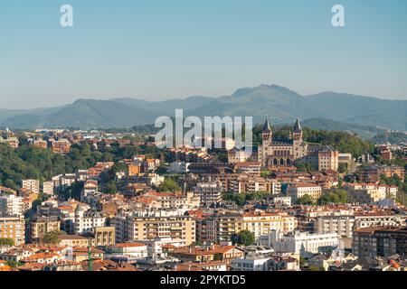 San Sebastian, SPAIN - July 09 2022: High angle view of San Sebastian - Donostia City. Travel destination in north of Spain in Vesque Country. Stock Photo