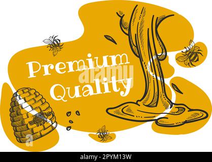 Premium quality bee honey, organic and natural Stock Vector